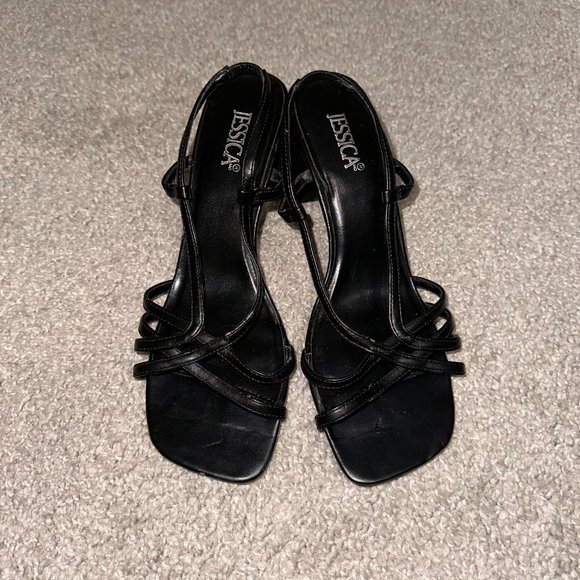 Vintage Jessica Black Strappy Heels 3 Inch 3” Size 6.5 - Picture 2 of 13